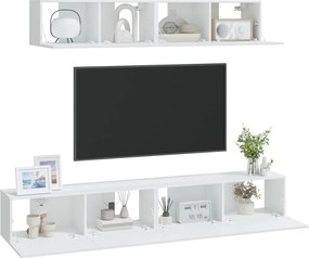 vidaXL Σετ Επίπλου Τηλεόρασης 4 Τεμαχίων Λευκό από Επεξεργασμένο Ξύλο