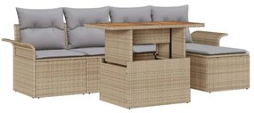 vidaXL Σετ Καναπέ Κήπου με αποθήκευση 6 pcs Μπεζ Πολυ ράταν