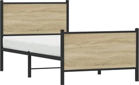 vidaXL Σκελετός Κρεβ. Χωρίς Στρώμα Sonoma Δρυς 80x200 εκ. Μεταλλικό