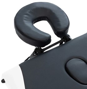 vidaXL Κρεβάτι Μασάζ Πτυσσόμενο 3 Θέσεων Μαύρο / Λευκό Αλουμινίου