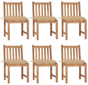 vidaXL Καρέκλες Κήπου 6 τεμ. από Μασίφ Ξύλο Teak με Μαξιλάρια
