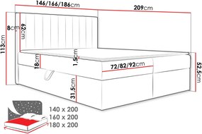 Επενδυμένο κρεβάτι Everest-Gkri-180 x 200