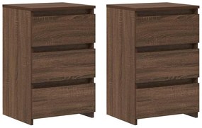 vidaXL Κομοδίνα 2 τεμ. Καφέ Δρυς 40x35x62,5 εκ. από Επεξεργασμένο Ξύλο