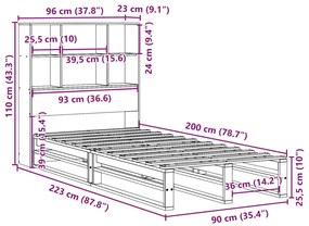 ΚΡΕΒΑΤΙ ΒΙΒΛΙΟΘΗΚΗ ΧΩΡΙΣ ΣΤΡΩΜΑ ΚΑΦΕ 90X200 ΕΚ ΜΑΣΙΦ ΠΕΥΚΟ 3323913