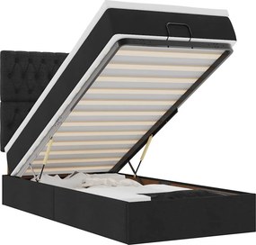 vidaXL Οθωμανικό κρεβάτι με στρώμα Μαύρο 90x200cm Ύφασμα
