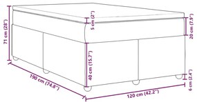 Κρεβάτι Boxspring με Στρώμα Σκούρο Γκρι 120x190 εκ Υφασμάτινο - Γκρι