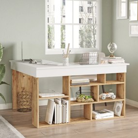 Γραφείο γωνιακό &quot;VIANA&quot; σε χρώμα atlantic pine/λευκό 120x129x72