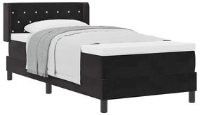 vidaXL Κρεβάτι με Ελατήρια και Στρώμα Μαύρο 100x200 εκ. Βελούδο Μαύρο