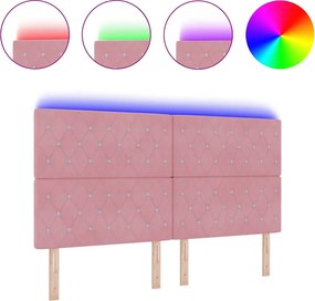 vidaXL LED κεφαλάρι με φώτα λωρίδας LED Ροζ 180 cm Πολυεστέρας