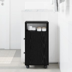 vidaXL Στενός Νιπτήρας με Ρόδες Μαύρο Δρυός Επεξεργασμένου Ξύλου