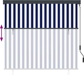 vidaXL Ρόλερ Μπλε και άσπρο 180 x 250 cm Ύφασμα και Αλουμίνιο