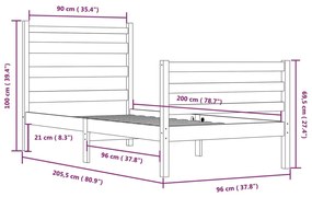 vidaXL Πλαίσιο Κρεβατιού Λευκό 90 x 200 εκ. από Μασίφ Ξύλο Πεύκου