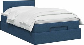 vidaXL Κρεβάτι Ottoman με Στρώμα και LED Μπλε 120 x 190 cm Ύφασμα