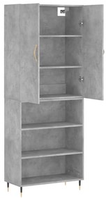 vidaXL Ντουλάπι Γκρι Σκυροδέματος 69,5x34x180 εκ. Επεξεργασμένο Ξύλο