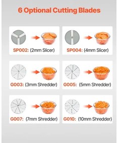 VEVOR Food Processor &amp; Vegetable Chopper w/ 6 Blades Food-Grade Stainless Steel
