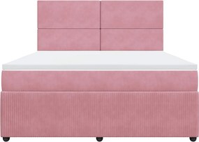 vidaXL Κρεβάτι Boxspring με Στρώμα Ροζ 180x200 εκ. Βελούδινο