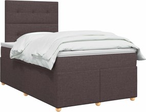 vidaXL Κρεβάτι box spring με στρώμα Σκούρο Καφέ 120 x 200 cm Ύφασμα
