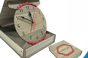 Σετ των 2 Intra απο ξύλο plywood 3mm-4mm πάχος – Ξύλινο Επιτραπέζιο Ρολόι με Μηχανισμό Δίασταση 20x20 cm INTRAFABR-35440854