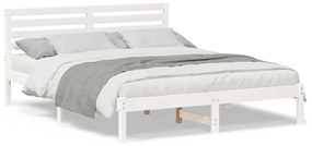 vidaXL Σκελετός Κρεβατιού Λευκό 140 x 200 cm Συμπαγές ξύλο πεύκου