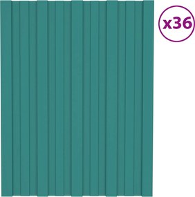 vidaXL Πάνελ οροφής 36 τεμ. Πράσινο 60 x 45 cm Γαλβανισμένος χάλυβας