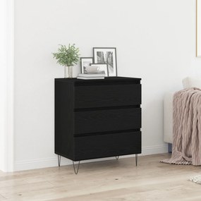 Μπουφές με Συρτάρια Μαύρο Ξύλο 60x35x70 εκ. Κατασκευασμένο από Συνθετικό Ξύλο