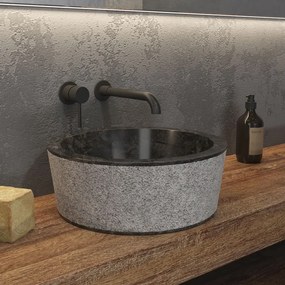 KARAG TIMUR Νιπτήρας επικαθήμενος πέτρινος TIMUR Nero KARAG Ø40x15cm KARAG-5206836064932
