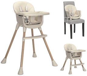 Καρεκλάκι φαγητού Vanilla 3in1 Beige Leather 10100572507 Lorelli