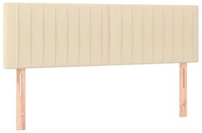 vidaXL Κρεβάτι Boxspring με Στρώμα &amp; LED Κρεμ 140x190 εκ. Υφασμάτινο