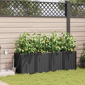 vidaXL Ζαρντινιέρες κήπου Μαύρο 160 x 40 x 52 cm Ατσάλι