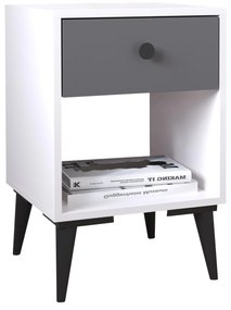 κομοδίνο amari λευκό/ανθρακί μοριοσανίδα 43x43x67.5cm - art-14870065