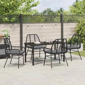 vidaXL Σέτ φαγητού για κήπο 5 pcs Μαύρο συνθετικό ρατάν
