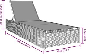 vidaXL Ξαπλώστρα Μπεζ 200.5 x 70 x 75 εκ συνθετικό ρατάν