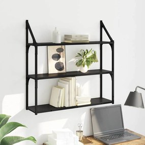 vidaXL Ράφι Τοίχου Μαύρη Οξυά 80 x 21 x 78,5 cm Επεξεργασμένο ξύλο