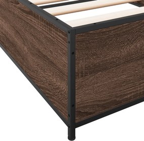 vidaXL Πλαίσιο Κρεβατιού Καφέ Δρυς 100x200 εκ. Επεξ. Ξύλο &amp; Μέταλλο