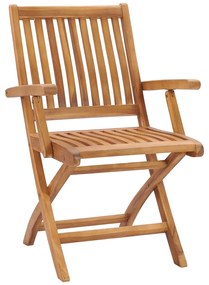 vidaXL Καρέκλες Κήπου 2 τεμ. από Μασίφ Ξύλο Teak & Γκρι Καρό Μαξιλάρια