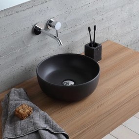 Scarabeo Glam 1808-401 Black Matt Πορσελάνινος Νιπτήρας Μπάνιου Επιτραπέζιος ø33 cm