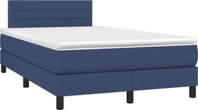 vidaXL Κρεβάτι Boxspring με Στρώμα Μπλε 120x190 εκ. Υφασμάτινο