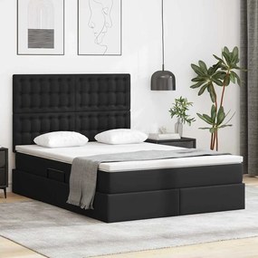 vidaXL Κρεβάτι Αποθήκης με κεφαλάρι Μαύρο 140 x 200 cm Τεχνητό Δέρμα