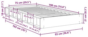 ΠΛΑΙΣΙΟ ΚΡΕΒΑΤΙΟΥ  ΧΩΡΙΣ ΣΤΡΩΜΑ 75X190 CM ΜΑΣΙΦ ΞΥΛΟ ΔΡΥΣ 3324128