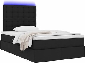 vidaXL LED Κρεβάτι αποθήκευσης με στρώμα Μαύρο 120 x 190 cm Ύφασμα