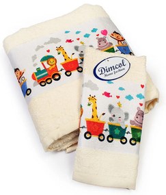 Πετσέτες Βρεφικές Train 347 (Σετ 2τμχ) Ecru DimCol Towels Set 70x140cm 100% Βαμβάκι