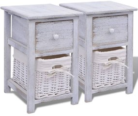 vidaXL Κομοδίνα 2 τεμ. Λευκά Ξύλινα