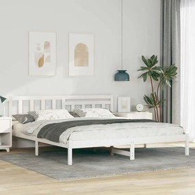 vidaXL Σκελετός Κρεβατιού Λευκό 180 x 200 cm Μασίφ ξύλο πεύκου