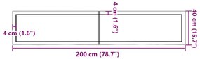 Ράφι Τοίχου Σκούρο Καφέ 200x40x(2-4) εκ. Επεξ. Μασίφ Ξύλο Δρυός - Καφέ
