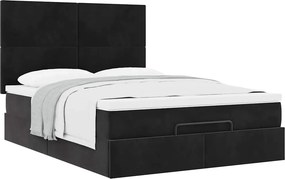 vidaXL Οθωμανικό κρεβάτι με στρώματα Μαύρο 140x190cm Βελούδο