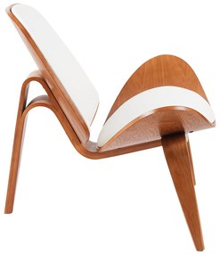 Πολυθρόνα ArteLibre THALOR Λευκό/Καφέ Ξύλο/PU 90x76.5x74.5cm