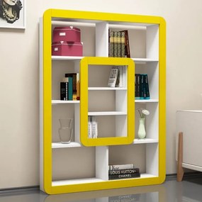 Stewehome Βιβλιοθήκη Λευκό Κίτρινο 108.4x21.8x140 cm