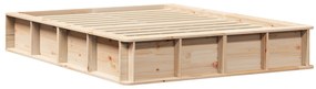vidaXL Σκελετός Κρεβατιού Καφέ 135 x 190 cm Μασίφ ξύλο πεύκου
