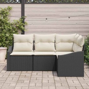 vidaXL Σετ Καναπέ Κήπου 4 pcs Μαύρο Πολυ ράταν