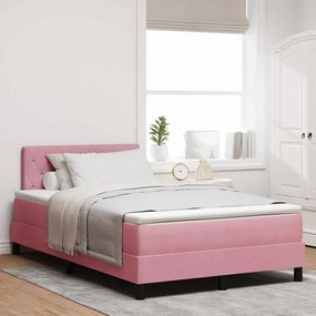 vidaXL Κρεβάτι με ελατήρια με στρώμα Ροζ 120 x 190 cm Βελούδο